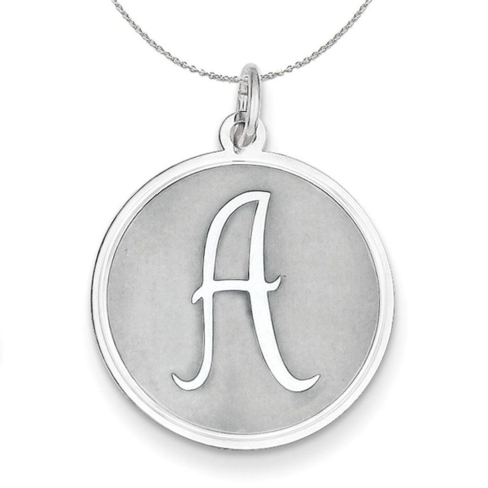 Silver, Makayla Collection, 20mm Disc Initial A Necklace - 20 In